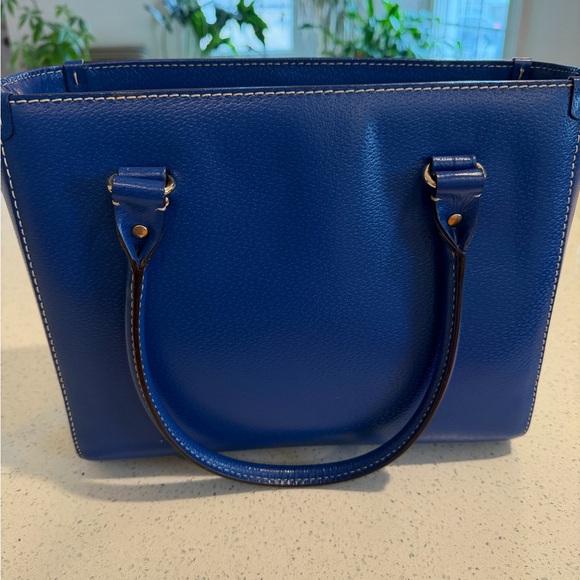 kate spade cobalt blue Wellesley Quinn tote bag featuring gold-toned hardware. - Picture 10 of 14